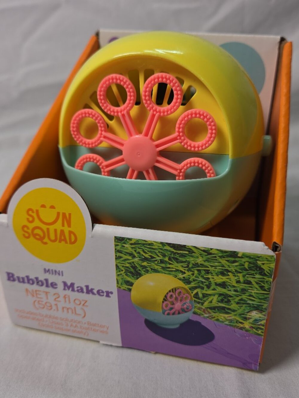 Mini Bubble Maker Sun Squad Fun Bubble Toy for Kids Ages 3+ Summer